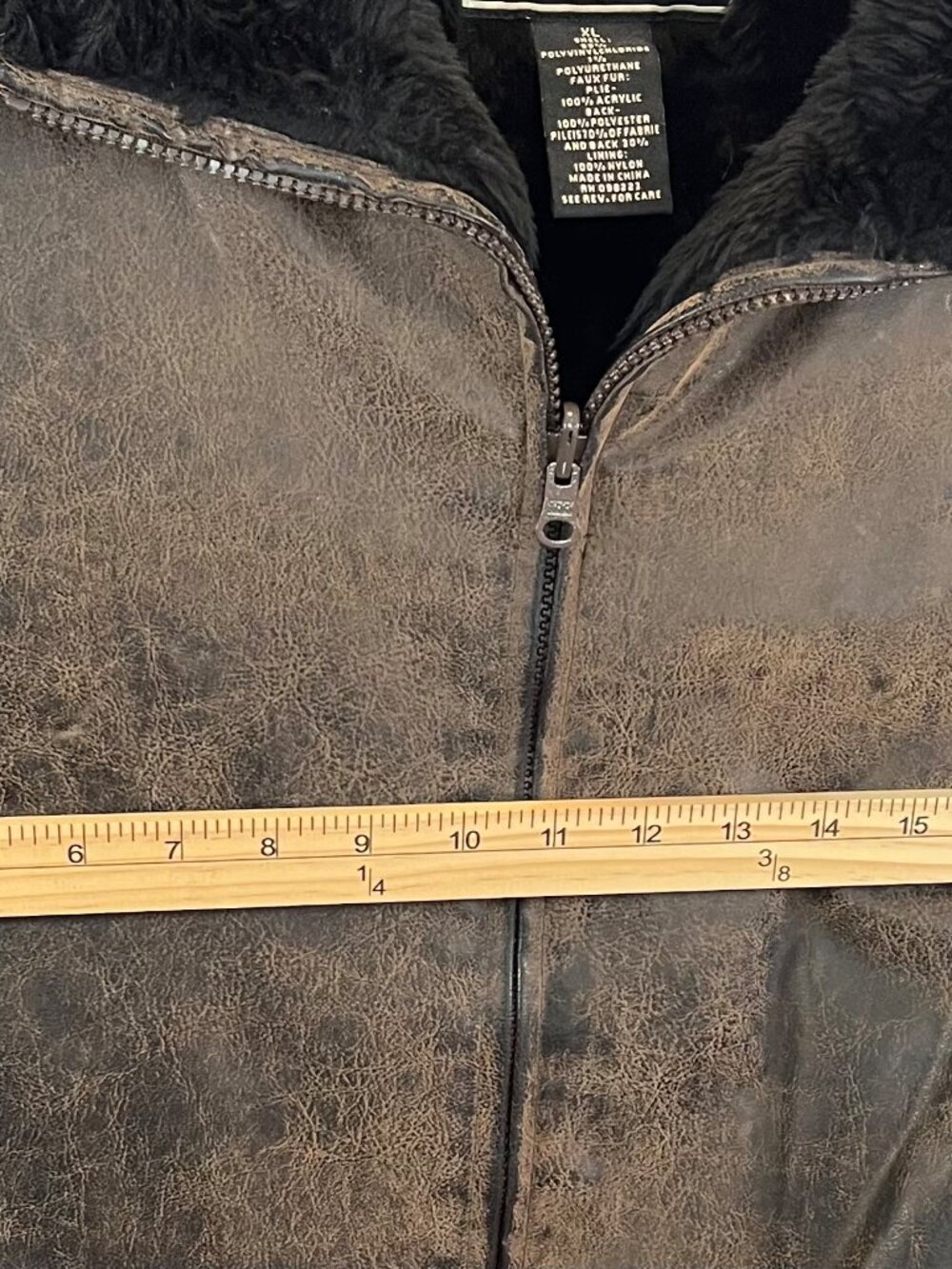 Vintage Austin Clothing Co Brown Faux Leather Jacket Faux Fur Collar size XL - Picture 5 of 6